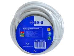 Rallonge Domestique Blanc 2 Pôles + Terre Ingelec 5 Mètres.