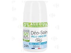 Déodorant Bille Soin 24h Tolérance + au Jus d'Aloe Vera Bio So'Bio 50ml