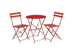 Ensemble Bistrot Rouge en Acier et Laque en Poudre