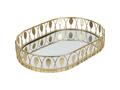 Plateau Ovale Doré Fond Miroir Kasa 35x25cm