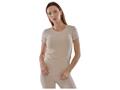 T-shirt Femme à Manches Courtes Col Rond Beige en Coton - Taille L