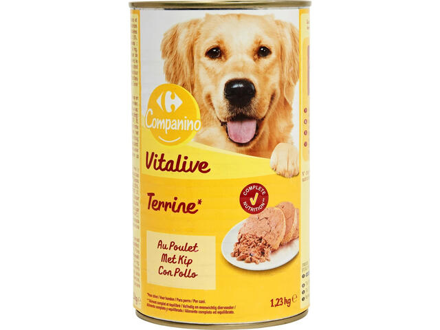 Pâtée pour Chien Adulte au Poulet Carrefour 1,23kg