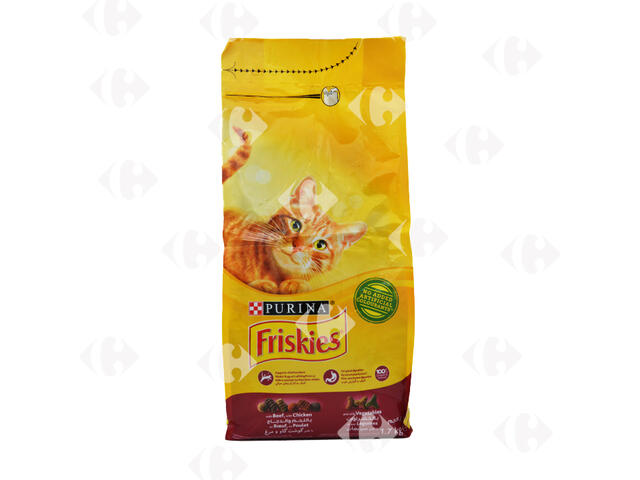 Croquettes au Bœuf, Poulet et Verdure pour Chats Adultes Friskies 1,7kg.