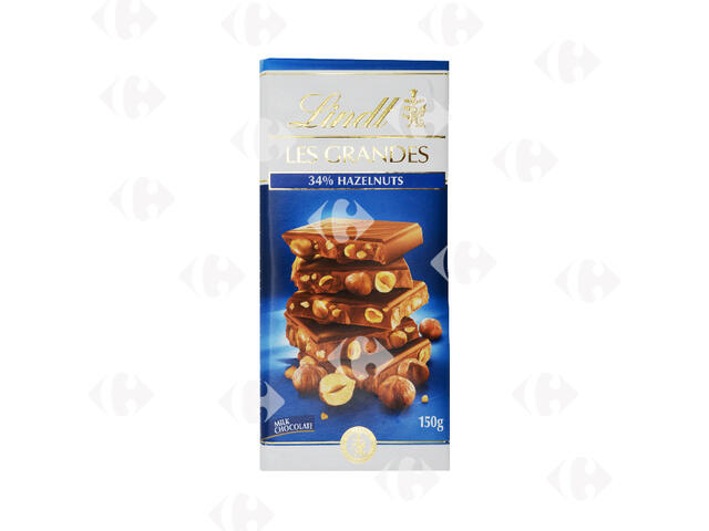 Tablette de chocolat au Lait 34% Noisettes Entières Lindt 150g