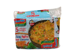 Lot de Nouilles Instantanées Goût Crevettes Indomie 5 unités de 85g.
