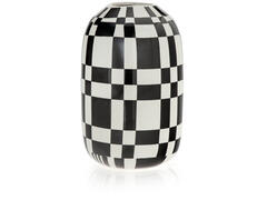 Vase Céramique Carreaux Noir Blanc Graph Kasa 16x25cm.