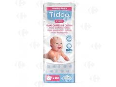 Maxi Carrés de Coton Bio Bébé Tidoo 80 unités.