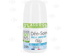 Déodorant Bille Soin 24h Tolérance + au Jus d'Aloe Vera Bio So'Bio 50ml.