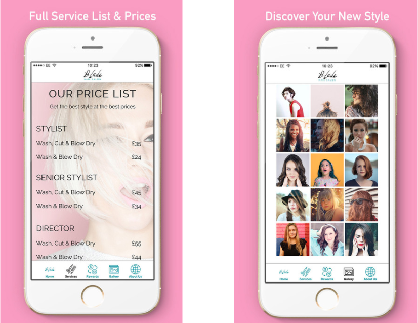 Blade Hair Salon App Screenshots