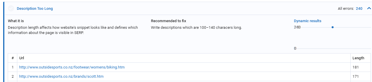 Description Length Serpstat