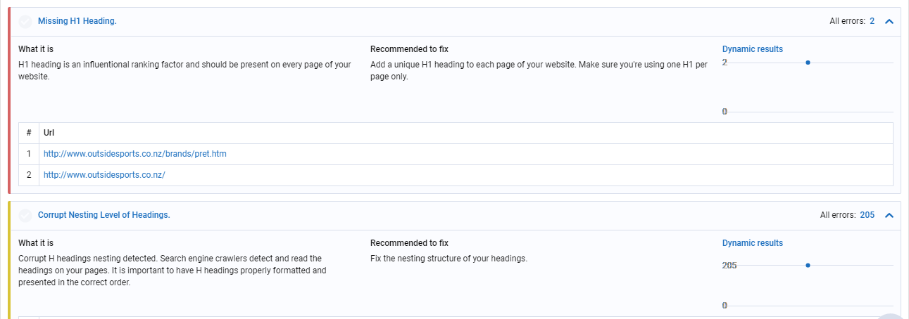 Headings Serpstat