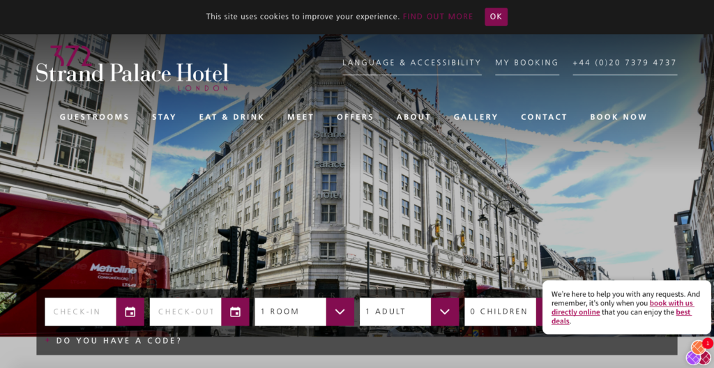 Strand Palace Hotel Website