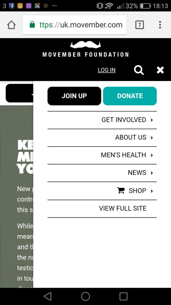 Movember Mobile Website