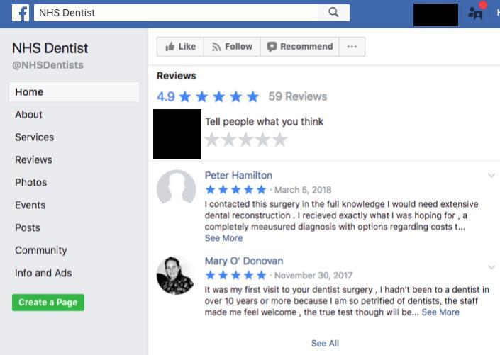 Dentist Facebook Reviews