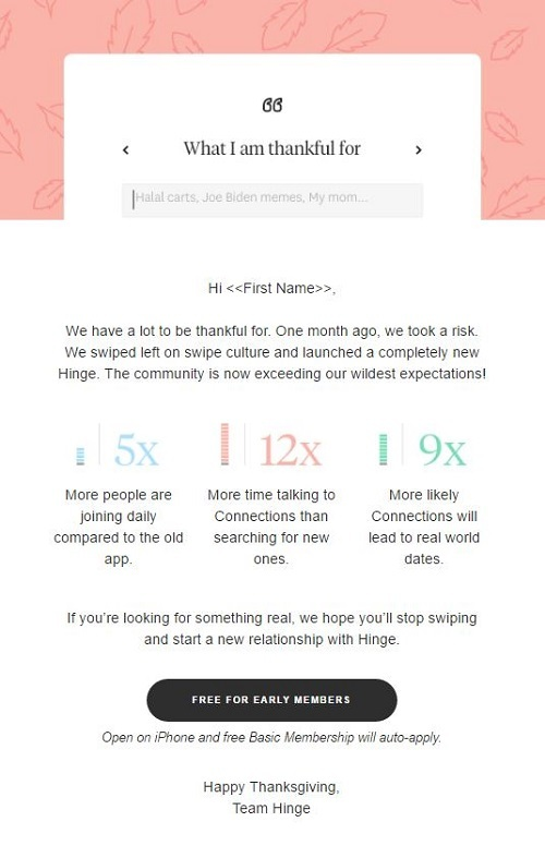 Hinge Thanksgiving Marketing Campaign