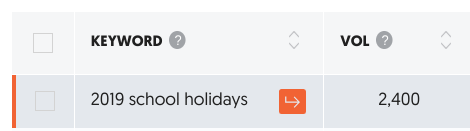 2019 School Holidays Keyword