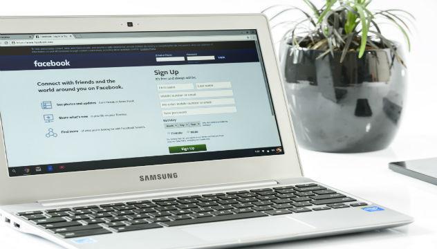 facebook on a laptop screen