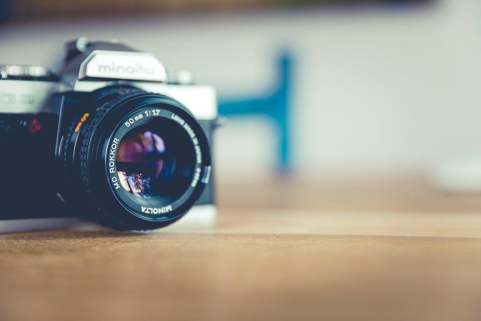 dslr camera on a table