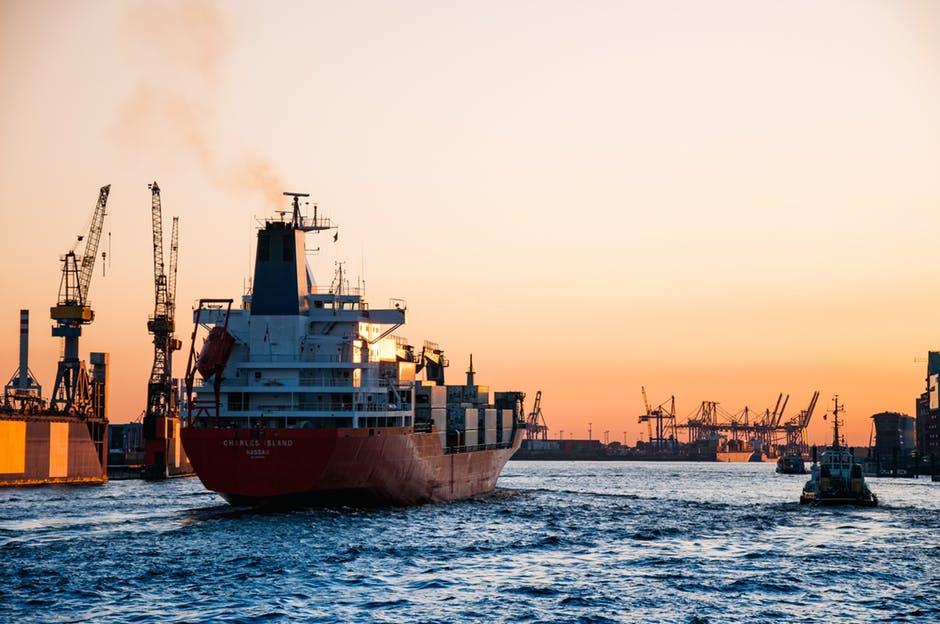 a ship on a shipyard