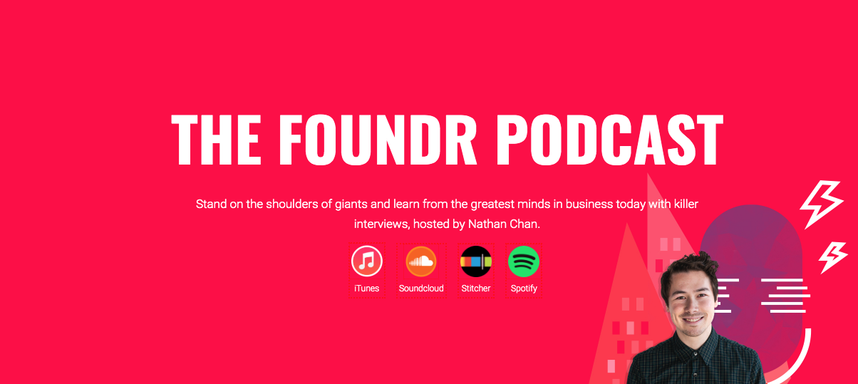 the foundr podcast landing page