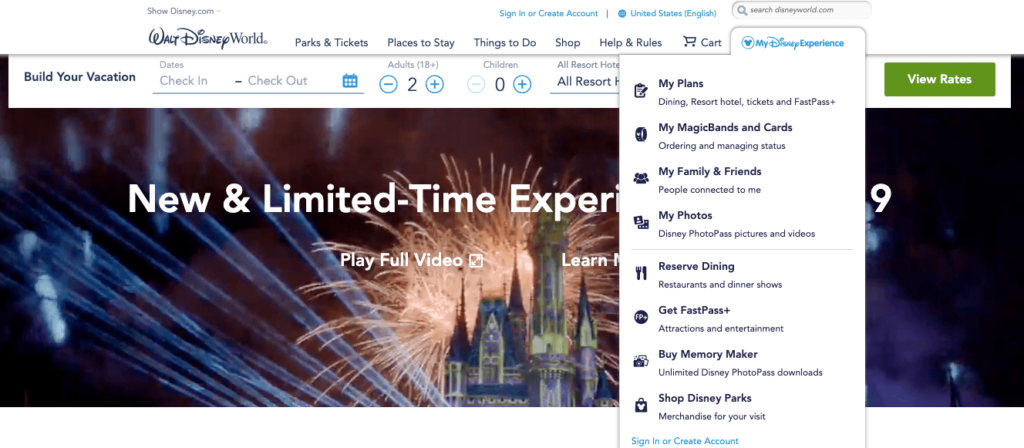 Disney Website Omnichannel Marketing Example