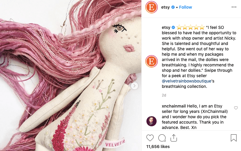 Etsy Instagram Omnichannel Marketing Example
