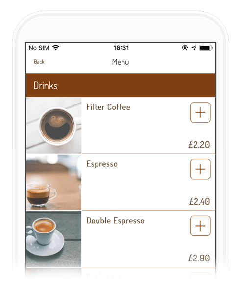 Coffee Beverages Serving Smartphone Interface Vector Choose, 44% OFF