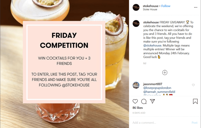 Bar—Wettbewerb Auf Instagram posten