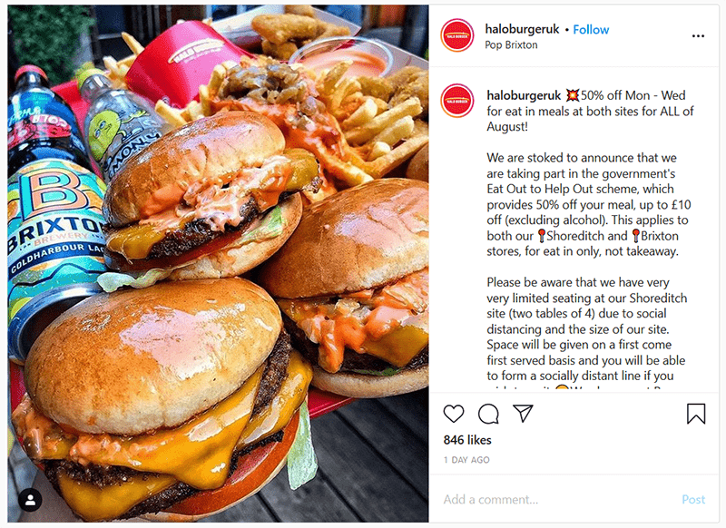 eat out to help out instagram post halo burger