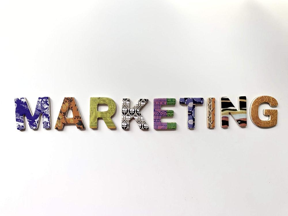 multicolored marketing freestanding letter