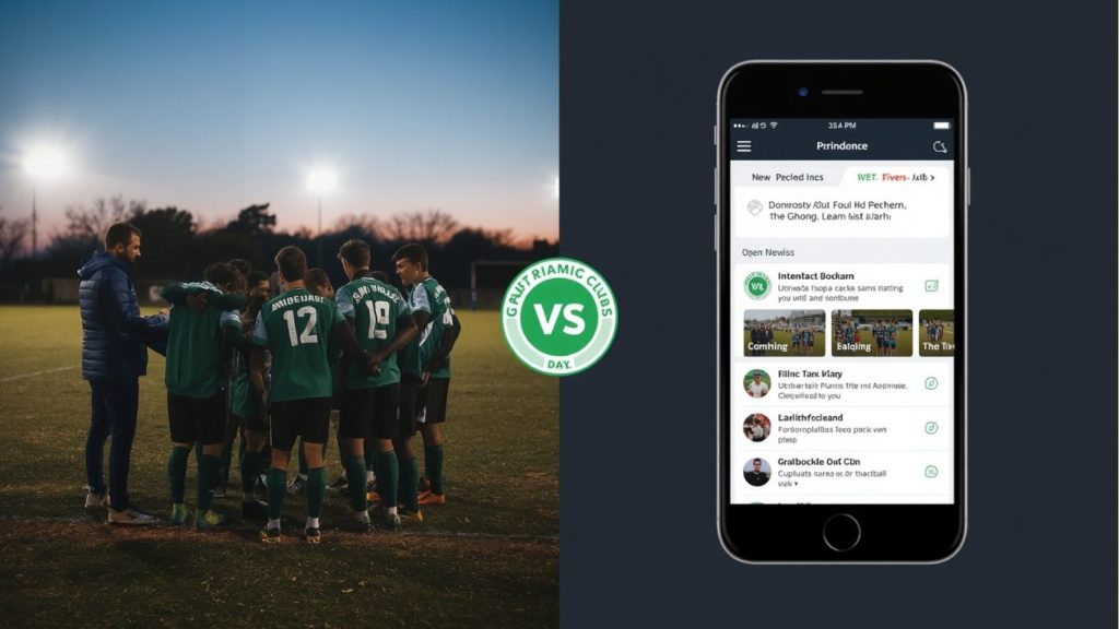 a split screen showing AppBuild.diy vs Pitchero
