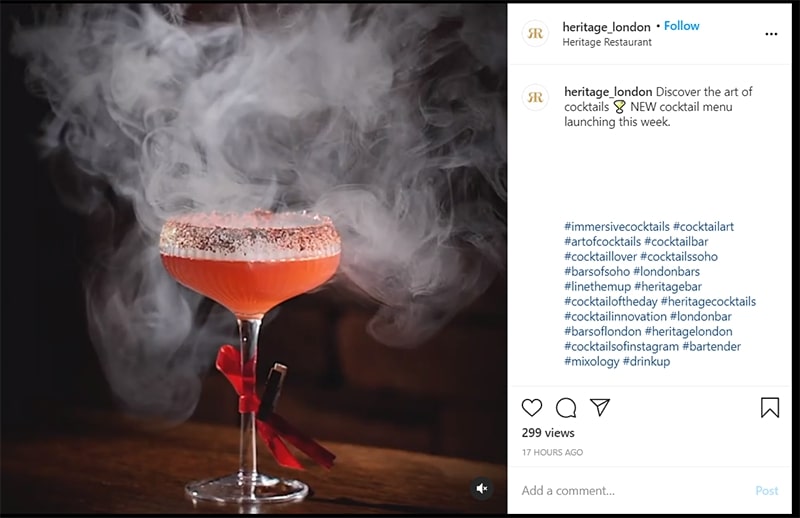 heritage London Cocktail instagram