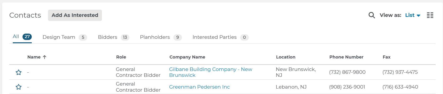 Project Intelligence Add as Interested Button Contacts Tab