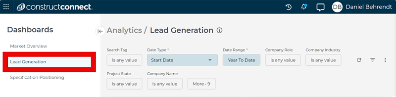 Analytics Sidebar Menu Lead Generation Selected