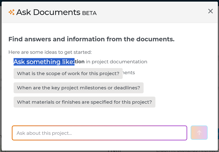 Ask Documents Chat Window