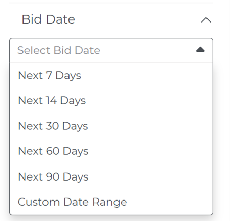 Project Intelligence Bid Date Filters