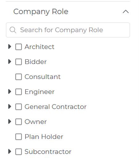 Project Intelligence Company Role Filter Menu1