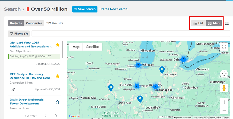 Project Intelligence Map View of Projects