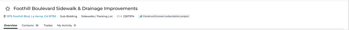 Project Intelligence Project Details Page Project Header