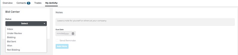 Project Intelligence Project Details Page My Activity Tab