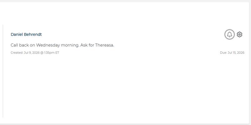 Company Details Page Notes Tab Saved Notes View