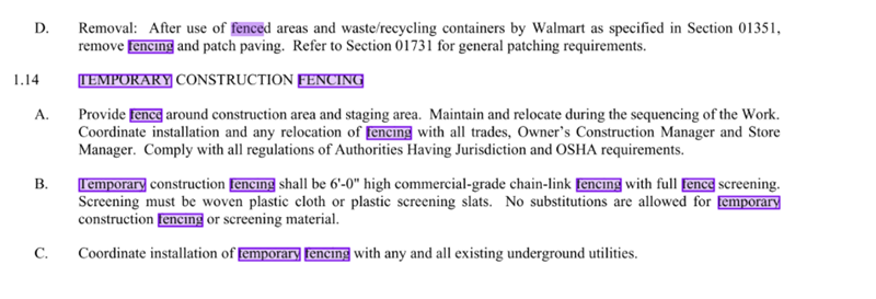 View of Document with Highlighted Keywords
