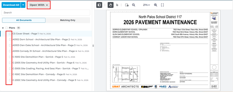 Document Viewer Highlighting Side Panel Document Selection