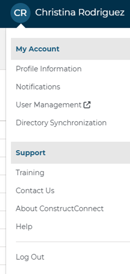My Profile Preferences Drop Down Menu