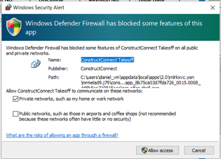 Windows Firewall Warning (1st)