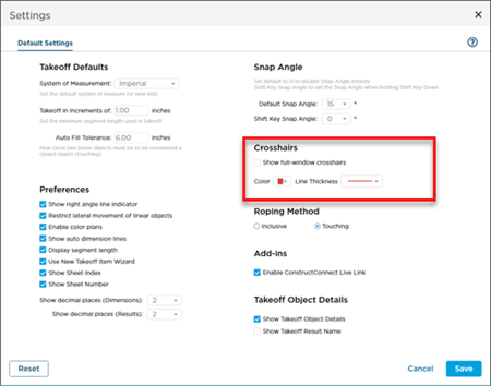 Settings - Crosshair settings