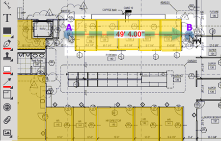 use the dimension tool for a quick, linear measurement that does not affect takeoff quantities