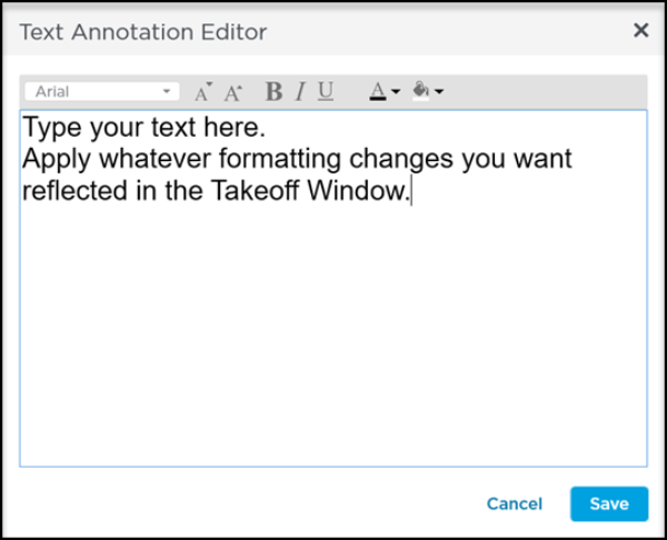 Text annotation tool dialog box