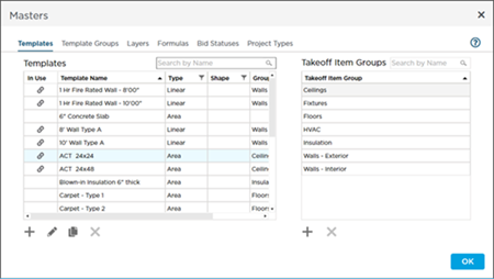 Masters - Takeoff Item Templates