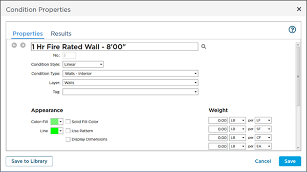 Insert template into Takeoff Item Properties